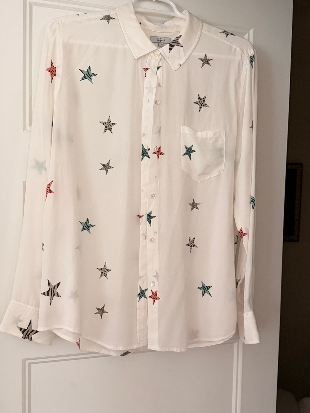 Rails White Star-Print Button-Down Shirt with Multicolor Stars